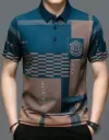 Men's Geometric Regular Polo Teal Tshirts