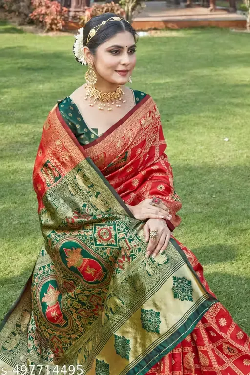 Cotton Silk Jacquard Saree With Unstitched Blouse